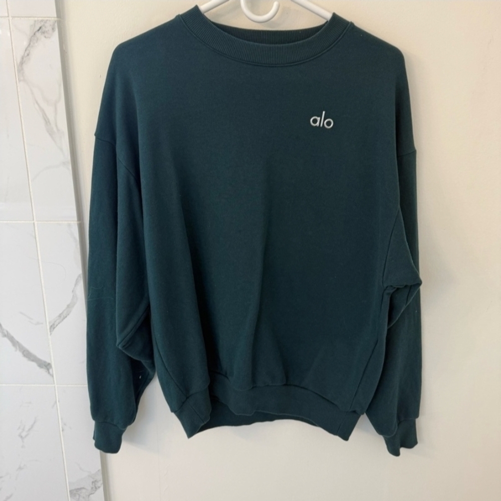 ALO Yoga Women's Accolade Teal Crewneck Sweater Size XXS